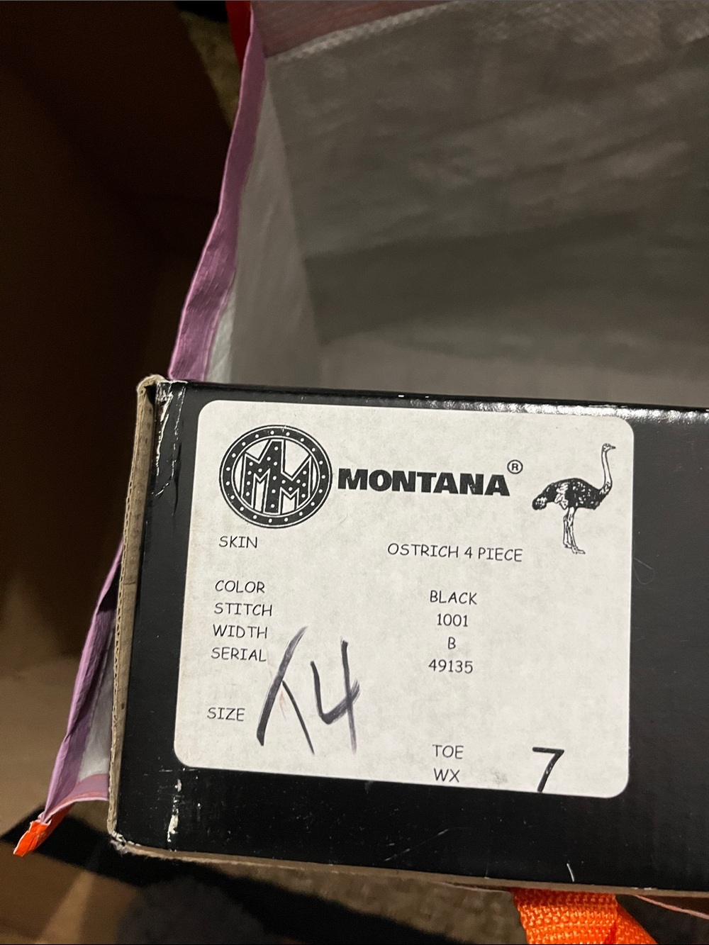 Montana Black Ostrich Western Pull-Up Cowboy Boots - Picture 16 of 16